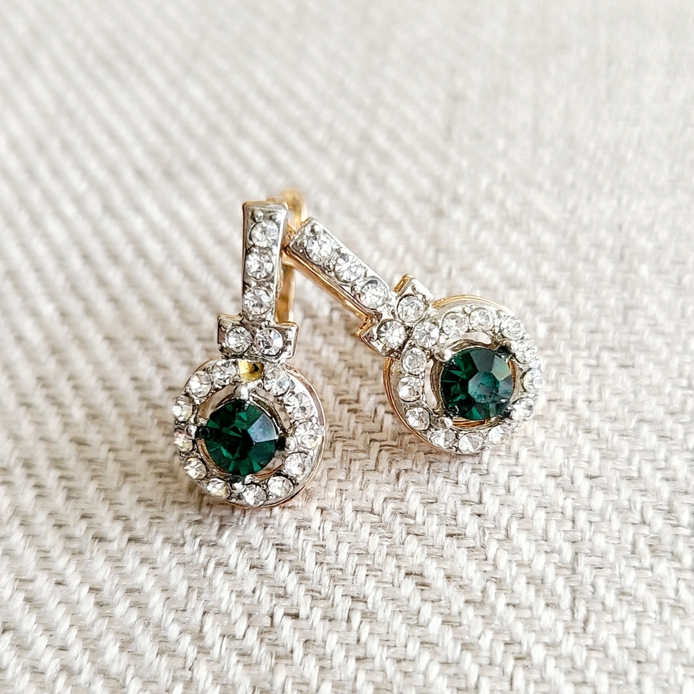 Emerald and Gold Earrings